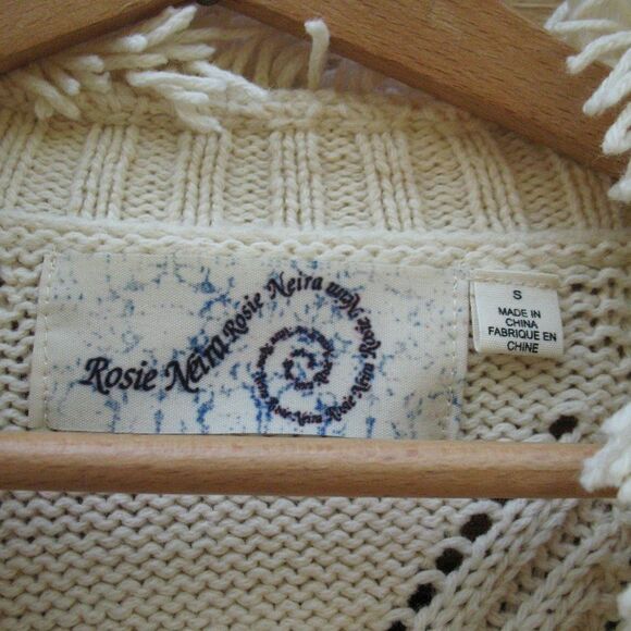 Anthropologie Rosie Neira Wool Cotton Fringe Cardigan Sweater - Picture 7 of 9